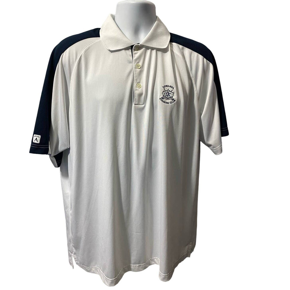 Antigua Golf polo XL Gowanda Country Club Crest White and Navy